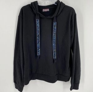 Black Hoodie with Glitter Accents Betsey Johnson Size Large